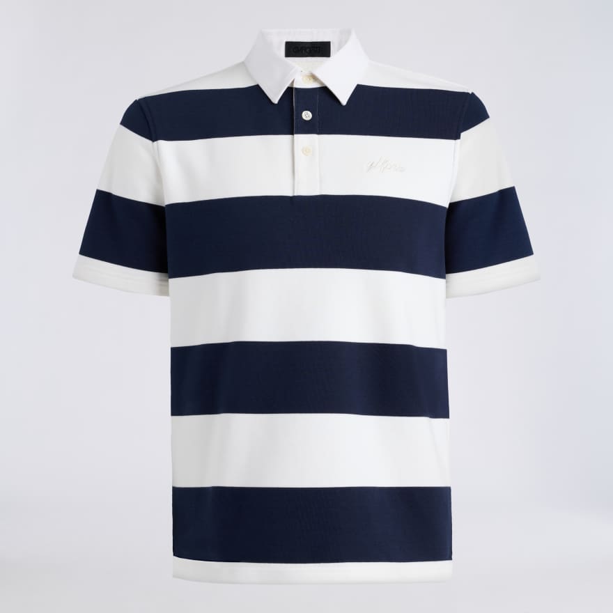 YARN DYE FRENCH TERRY RUGBY POLO in Twilight / Snow image number 1