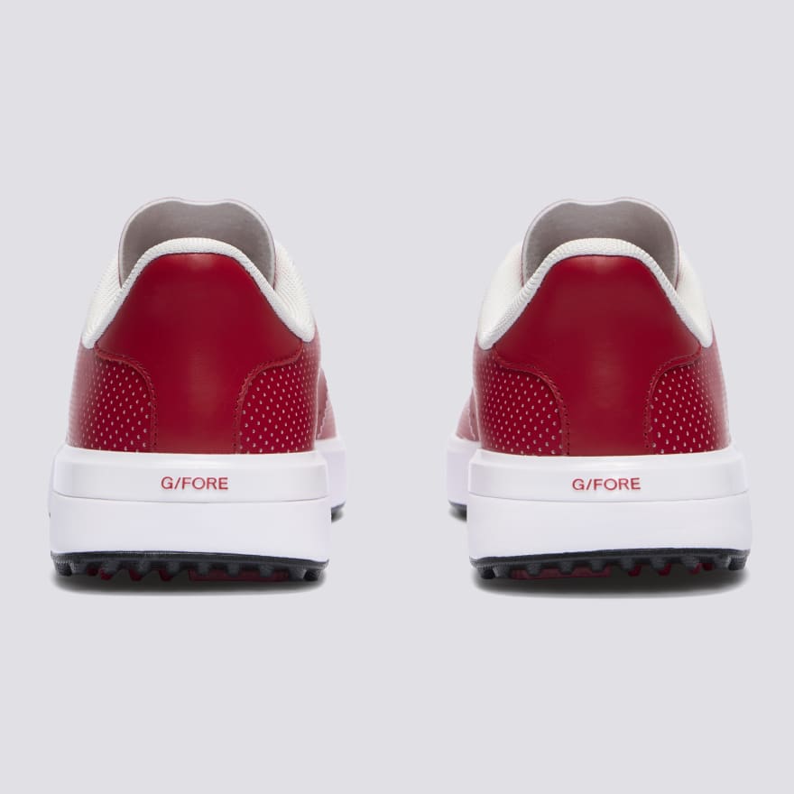 WOMEN'S LTD RELEASE G.112 PERFORATED LEATHER SADDLE STRIPE GOLF SHOE in CLASSIC RED / SNOW image number 5
