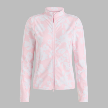 Printed Brush Back Stretch Full Zip Layer in Blush