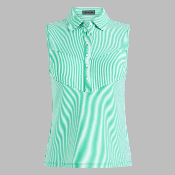 CHEVRON STRIPE TECH PIQU&Eacute; SLEEVELESS POLO in Clover