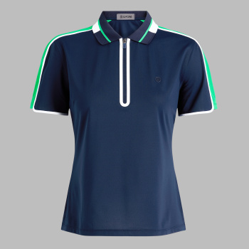 CONTRAST SLEEVE TECH PIQU&Eacute; 1/4 ZIP POLO in Twilight