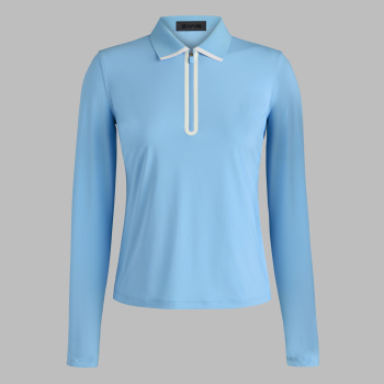SILKY TECH NYLON LONG SLEEVE ZIP POLO in BAJA
