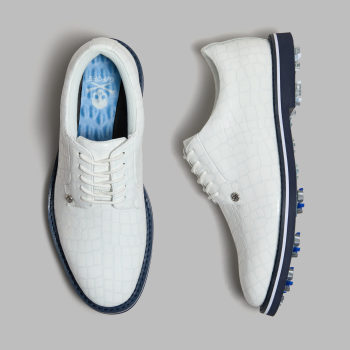MEN'S LTD RELEASE GALLIVANTER G/LOCK CROC-EMBOSSED LEATHER DERBY GOLF SHOE in Snow
