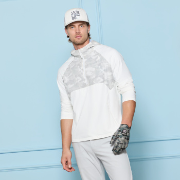 Alternative image of HYBRID 1/4 ZIP HOODED PULLOVER in SNOW CAMO