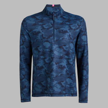 BRUSHED BACK TECH TERRY QUARTER ZIP PULLOVER in TWILIGHT CAMO