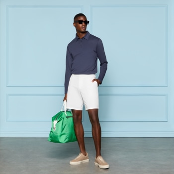 Alternative image of SUPER SOFT BRUSHED COTTON LONG SLEEVE POLO in Twilight
