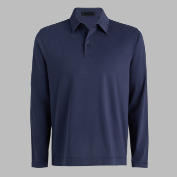 SUPER SOFT BRUSHED COTTON LONG SLEEVE POLO in Twilight