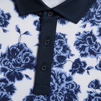 Alternative image of STAMPED FLORAL TECH JERSEY POLO in Willow