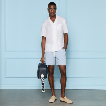 Alternative image of LTD RELEASE BEACHSIDE LINEN DRAWSTRING SHORT in DENIM