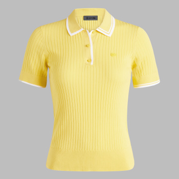RIBBED KNIT SWEATER POLO in Canary