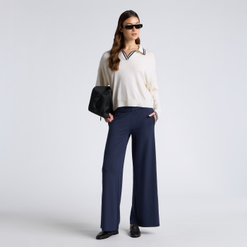 Alternative image of JOHNNY COLLAR FINE WOOL SWEATER POLO in CHALK WHITE