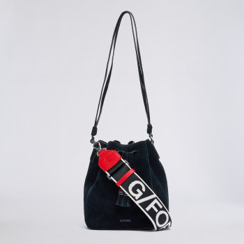 SUEDE CART BUCKET BAG in Onyx