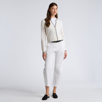 Alternative image of POINTELLE FINE WOOL CARDIGAN in CHALK WHITE