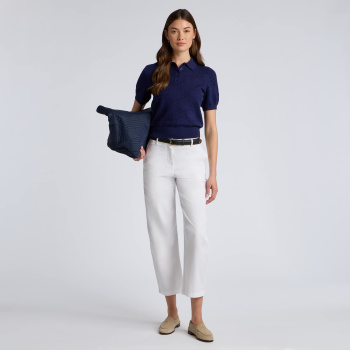 Alternative image of POINTELLE G COTTON SILK CASHMERE SWEATER POLO in Twilight