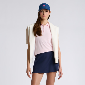 Alternative image of PLEATED COLLAR SILKY TECH NYLON SLEEVELESS POLO in Blush