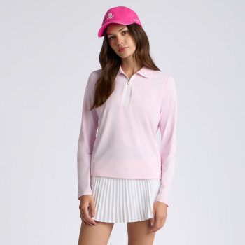 Alternative image of SILKY TECH NYLON LONG SLEEVE ZIP POLO in Blush