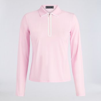 SILKY TECH NYLON LONG SLEEVE ZIP POLO in Blush