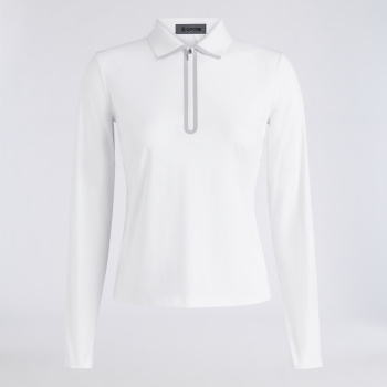 SILKY TECH NYLON LONG SLEEVE ZIP POLO in Snow