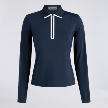 SILKY TECH NYLON LONG SLEEVE ZIP POLO in Twilight