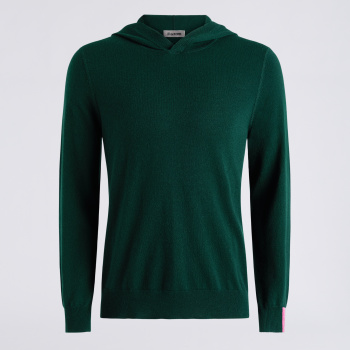 CASHMERE HOODED SWEATER in CYPRESS GREEN