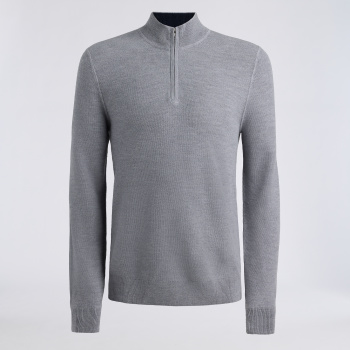 THE CLUB MERINO WOOL 1/4 ZIP JUMPER in NIMBUS MELANGE