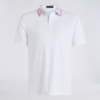 CAMO COLLAR PERFORMANCE PIQU&Eacute; POLO in Snow