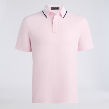 CAMO COLLAR PERFORMANCE PIQU&Eacute; POLO in BLUSH/SNOW