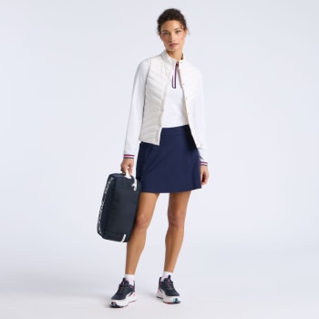 V-DOWN QUILTED STRETCH TECH INTERLOCK GILET in CHALK WHITE