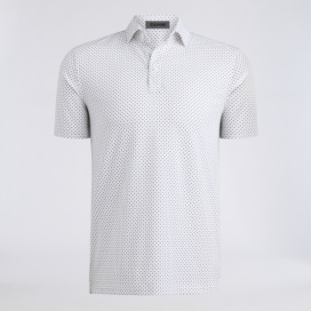 ALL PLAY FOULARD GEO STRETCH KNIT POLO in Snow / Onyx