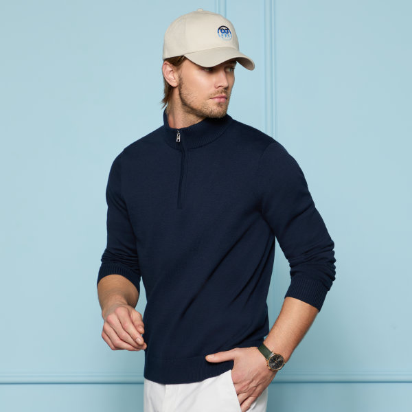 Alternative image of COOLING COTTON 1/4 ZIP JUMPER in Twilight