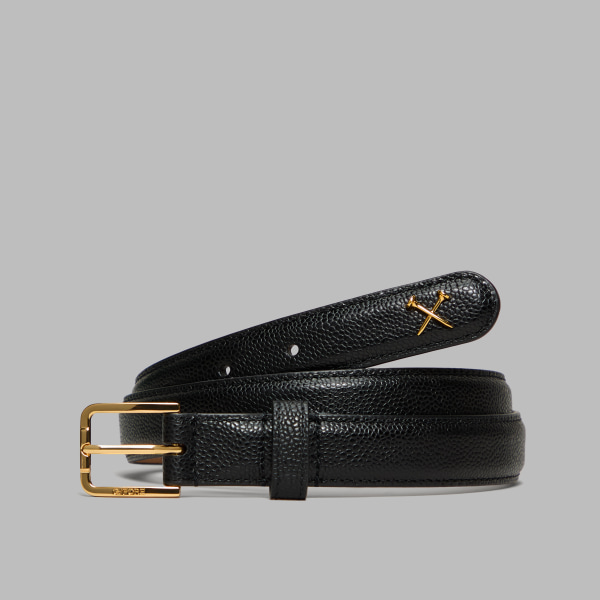 WOMEN'S METAL TEES PEBBLE LEATHER BELT in Onyx