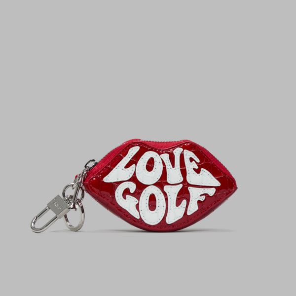 LOVE G CROC-EMBOSSED LEATHER COIN PURSE KEYCHAIN in Lava
