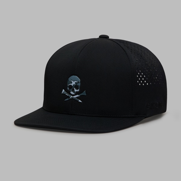 SKULL & TEES PERFORATED DELTA HAT in Onyx