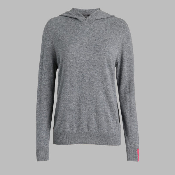 CASHMERE HOODED JUMPER in NIMBUS MELANGE