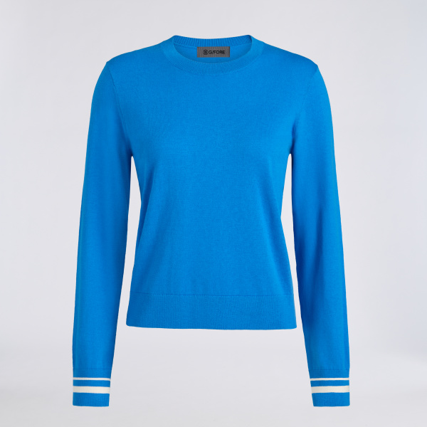 COOLING COTTON CREWNECK JUMPER in Cerulean