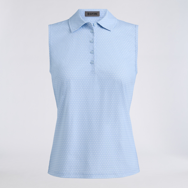 GEO 2 SILKY TECH NYLON SLEEVELESS POLO in SKY / SNOW