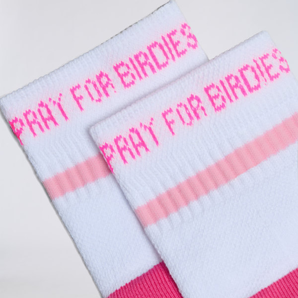 Alternative image of WOMEN'S PRAY FOR BIRDIES QUARTER SOCK in SNOW / KNOCKOUT PINK
