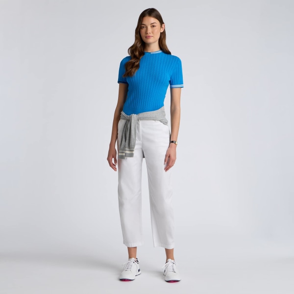 Alternative image of CABLE KNIT SHORT SLEEVE CREWNECK JUMPER in Cerulean