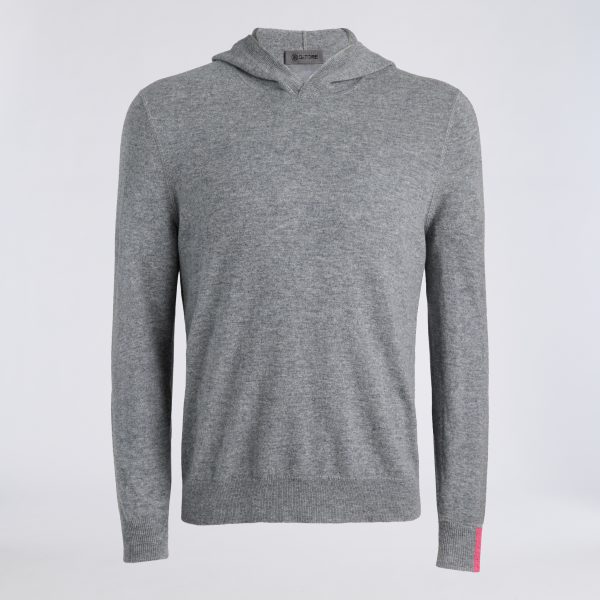 CASHMERE HOODED JUMPER in NIMBUS MELANGE