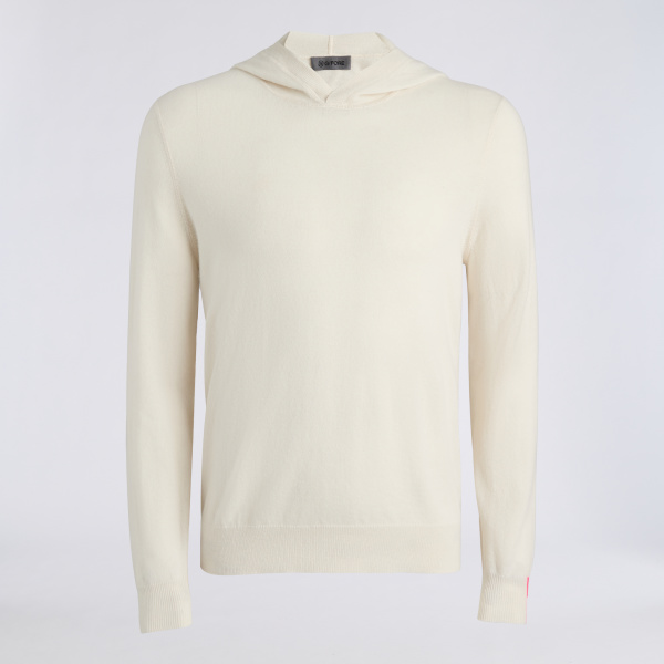 CASHMERE HOODED JUMPER in PUMICE
