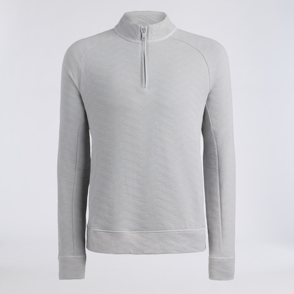 DUNES COTTON QUILTED 1/4 ZIP PULLOVER in NIMBUS MELANGE