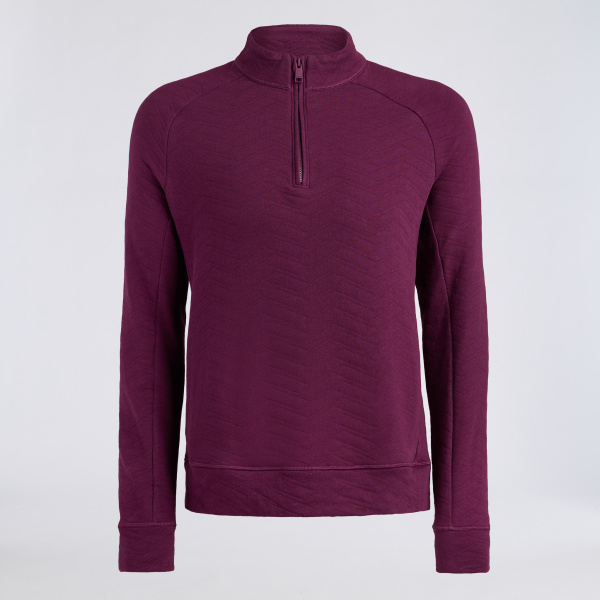 DUNES COTTON QUILTED 1/4 ZIP PULLOVER in DARK PLUM