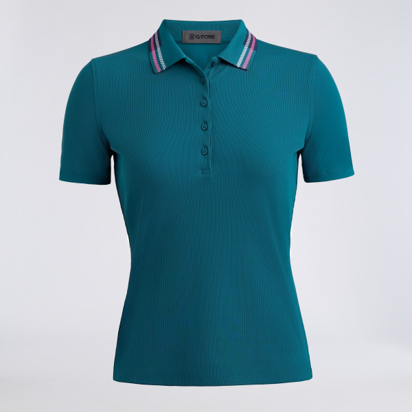 TECH NYLON RIB POLO in MARINE TEAL