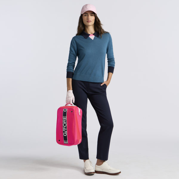 Alternative image of COLOUR BLOCK MERINO WOOL JUMPER POLO in MARINE TEAL