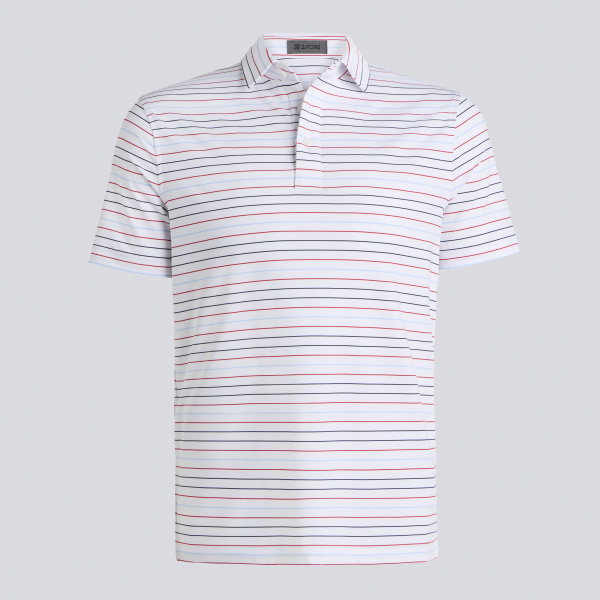 MULTI STRIPE TECH JERSEY POLO in Snow
