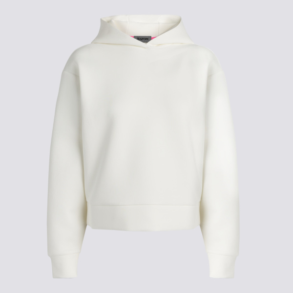 COTTON BLEND SCUBA HOODIE in CHALK WHITE