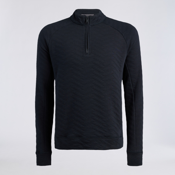 DUNES COTTON QUILTED 1/4 ZIP PULLOVER in Onyx