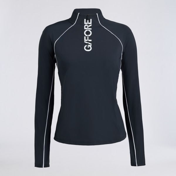 CONTRAST MESH SILKY TECH NYLON 1/4 ZIP PULLOVER in Onyx