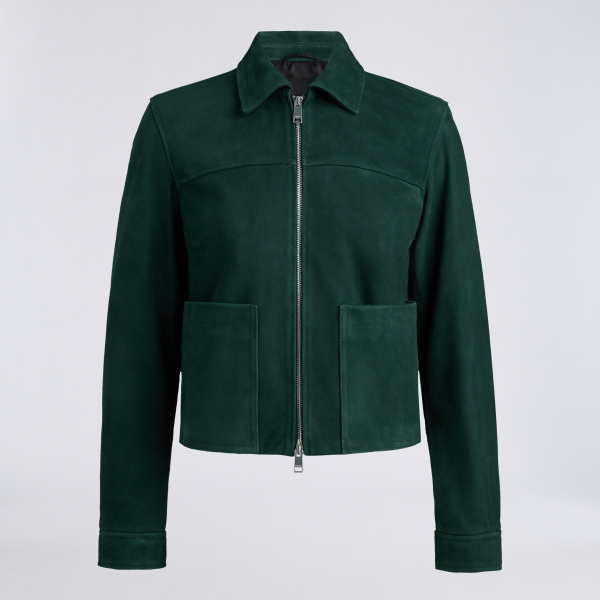 LTD RELEASE THE PERFECT SUEDE ZIP JACKET in Pine