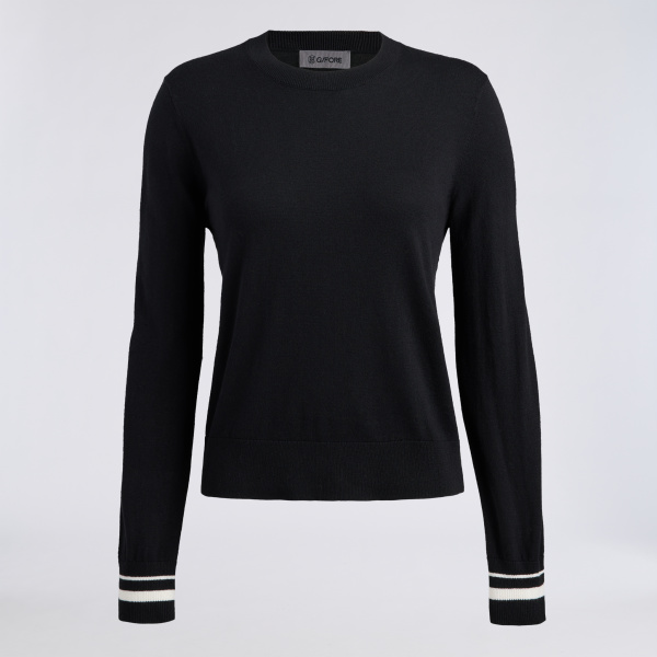 COOLING COTTON CREWNECK JUMPER in Onyx